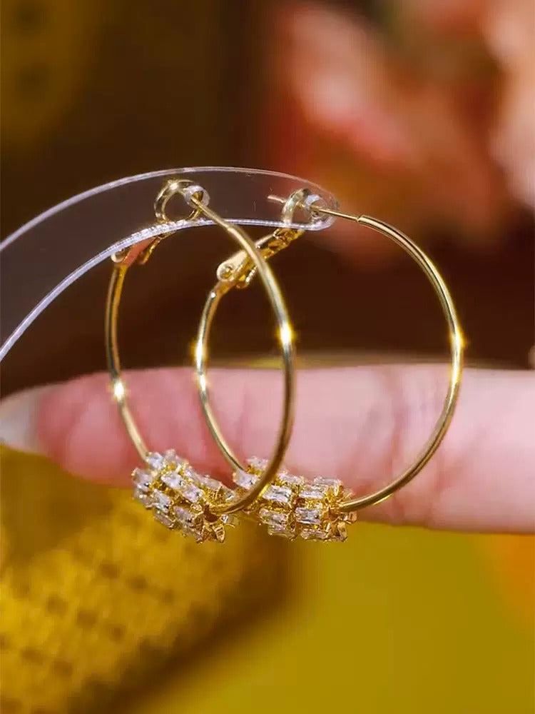 European style diamond earrings(gold plated)