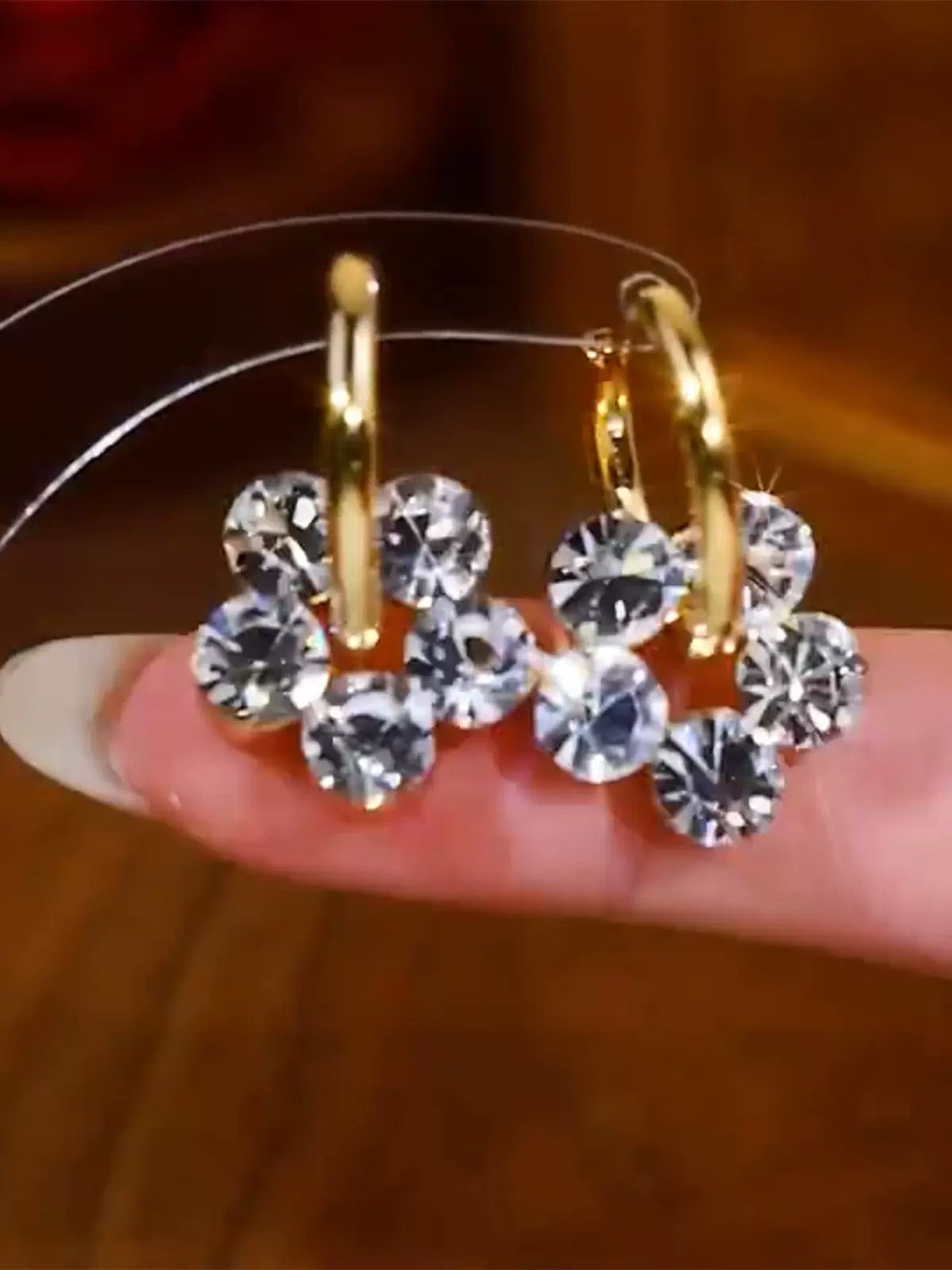 Flower zircon earrings(24k gold plated)