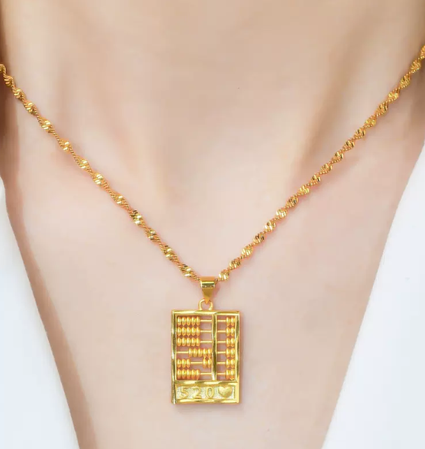 Gold abacus necklace(24k gold plated)