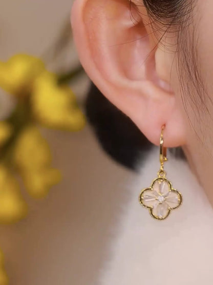 Gold plated Clover zircon earrings