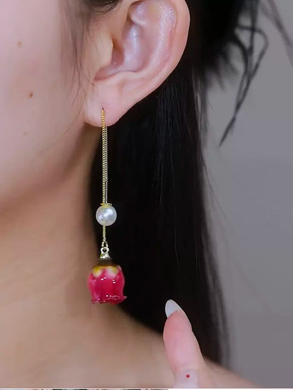 Eternal rose pearl earrings