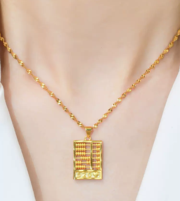 Gold abacus necklace(24k gold plated)