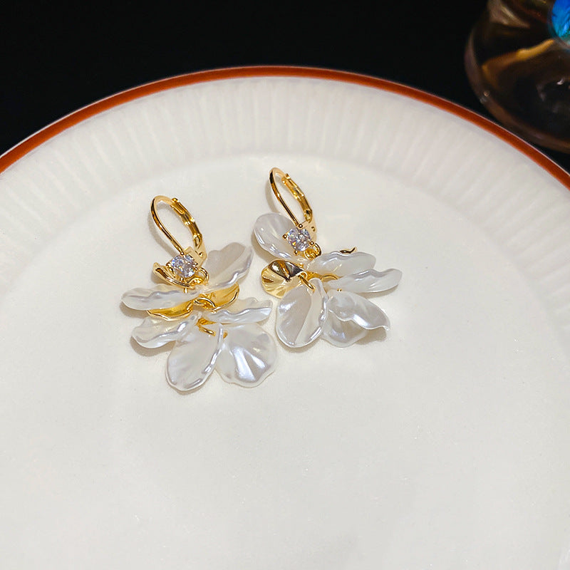 Mahrosh 18K Gold-Plated Leaf Pearl Earrings