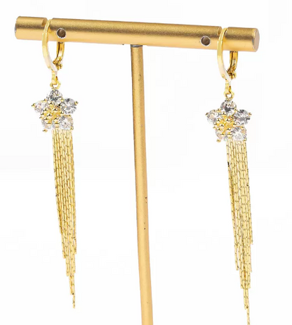French Flower tassel earrings(gold plated)