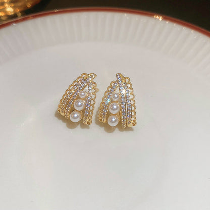 Nazia 18K Gold-Plated Pearl & Zircon Arch Earrings