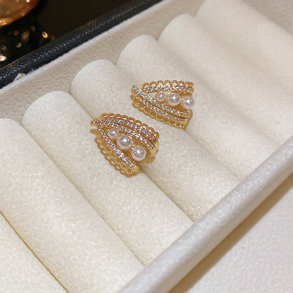 Nazia 18K Gold-Plated Pearl & Zircon Arch Earrings