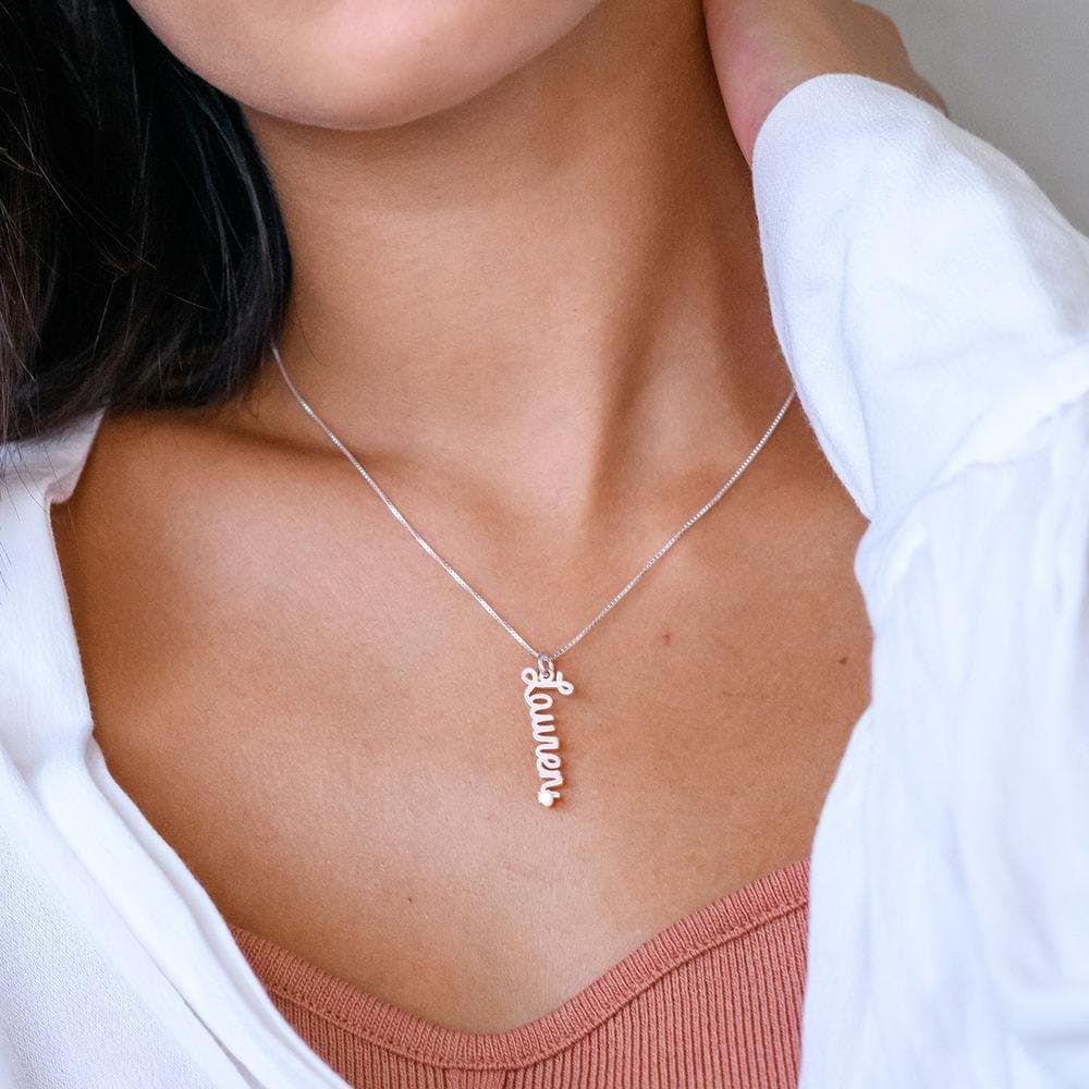Vertical Diamond Name Necklaces