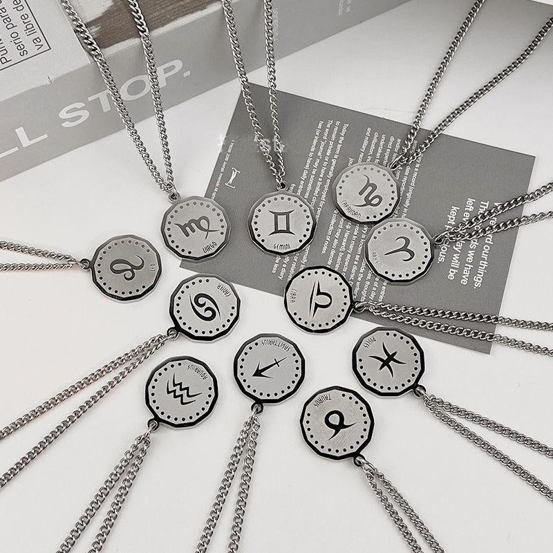 Men Zodiac Necklace (24K White Gold Plated)