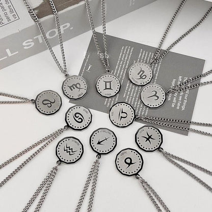 Men Zodiac Necklace (24K White Gold Plated)