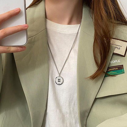 Men Zodiac Necklace (24K White Gold Plated)