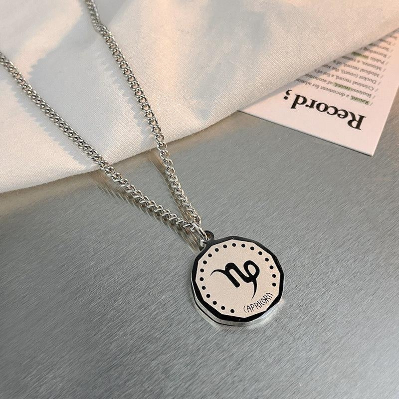 Men Zodiac Necklace (24K White Gold Plated)