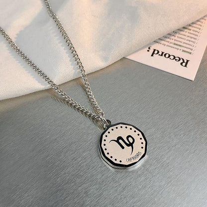 Men Zodiac Necklace (24K White Gold Plated)