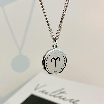 Men Zodiac Necklace (24K White Gold Plated)
