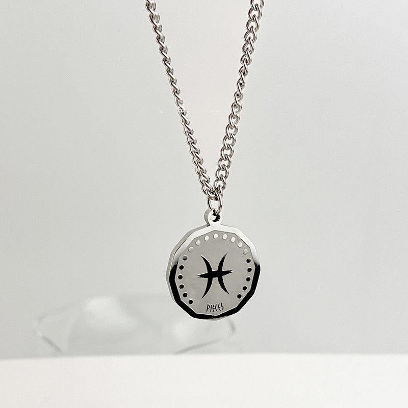 Men Zodiac Necklace (24K White Gold Plated)