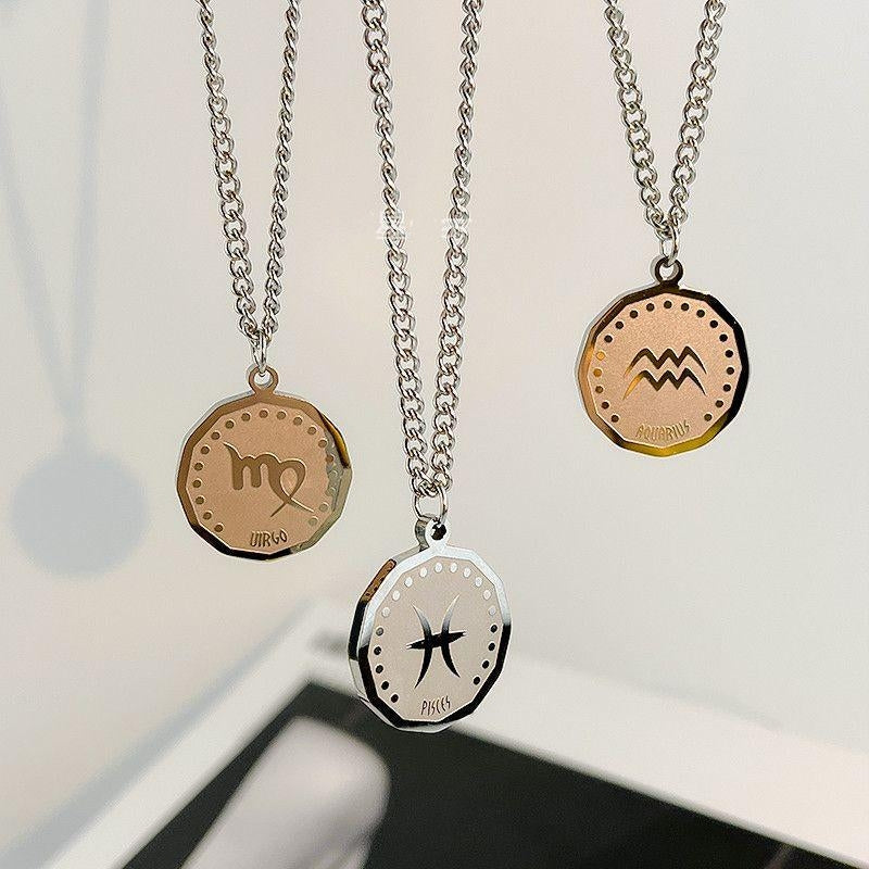 Men Zodiac Necklace (24K White Gold Plated)
